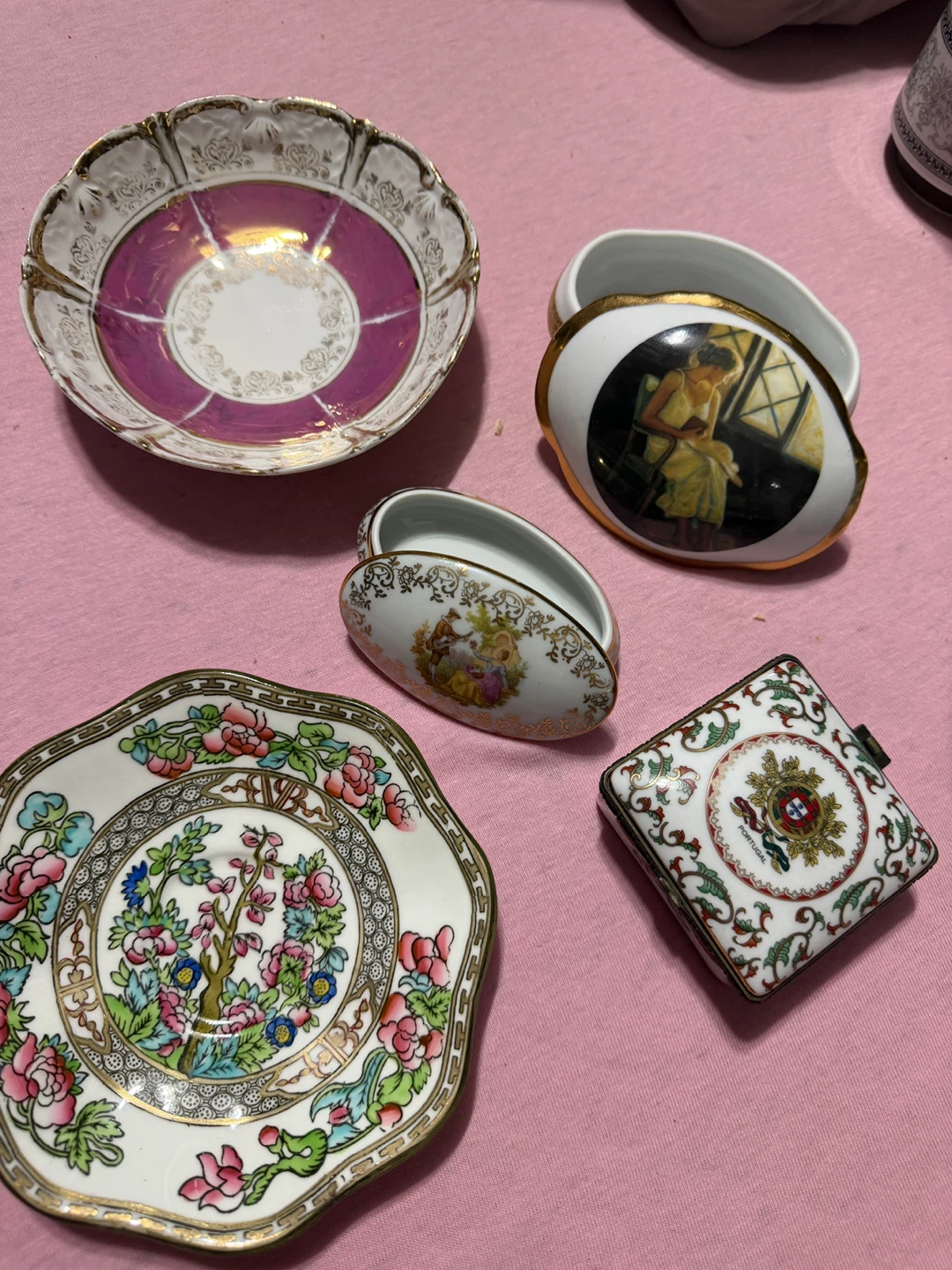 Vintage Collection of Decorative Porcelain Trinket Dishes/Boxes