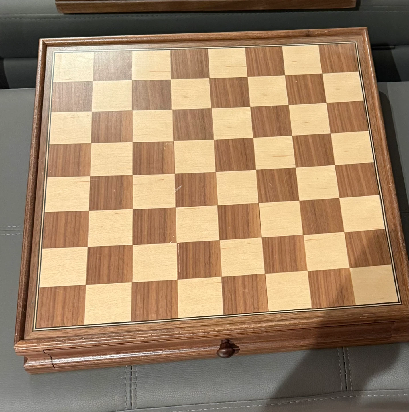 Wooden Chess Set with Storage Drawer