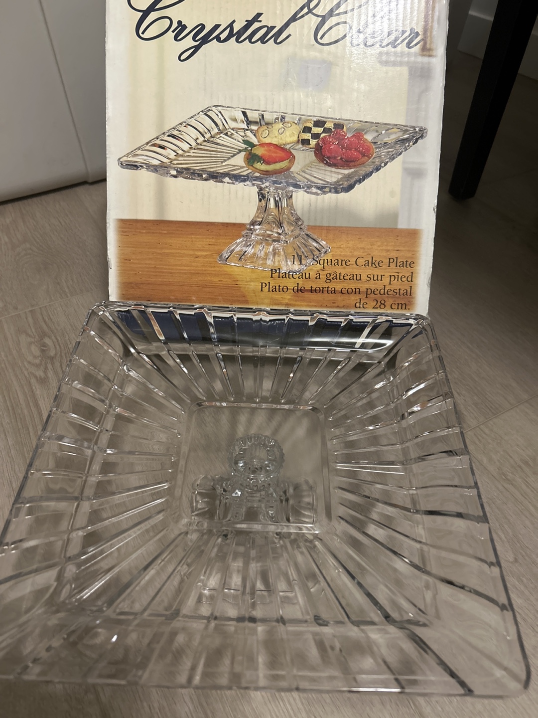 Crystal Clear Alexandria 11" Pedestal Square Cake Plate