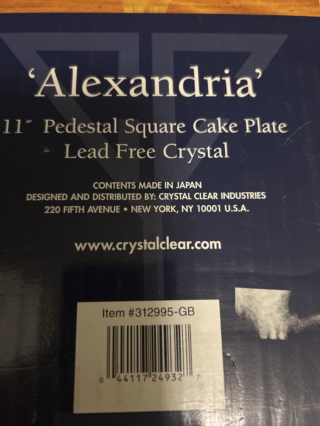 Crystal Clear Alexandria 11" Pedestal Square Cake Plate - photo 4