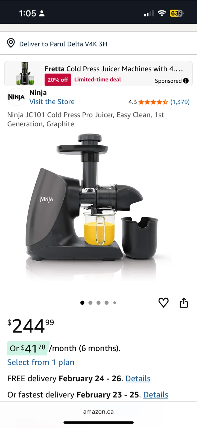 Ninja JC101 Cold Press Pro Juicer, Graphite
