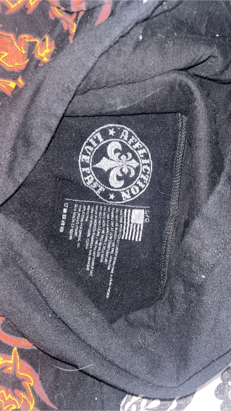 Affliction Black Hoodie Skull Flame Graphic Size L - photo 2