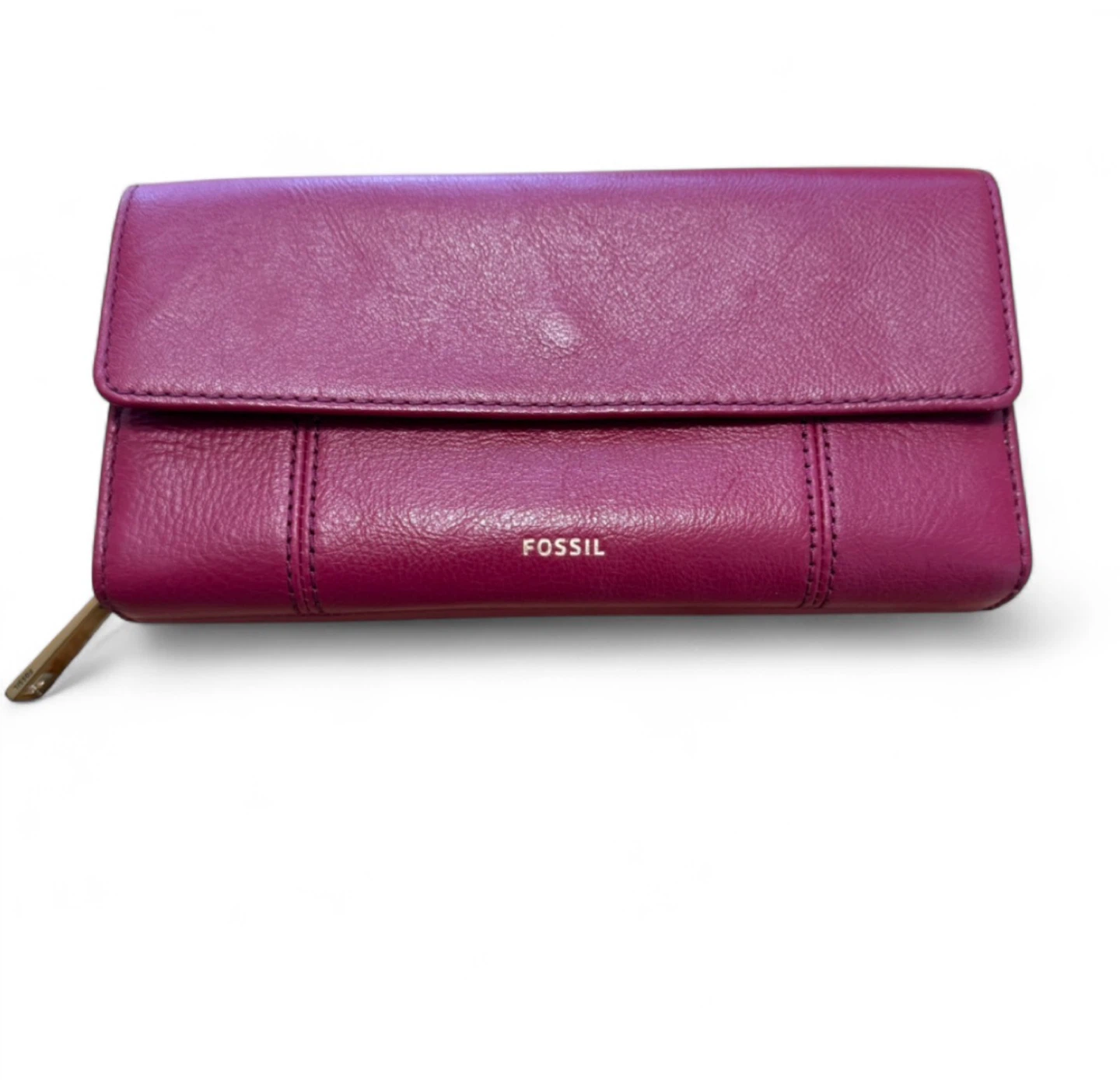 NWOT Fossil Pebbled Leather Zip Around Continental Wallet