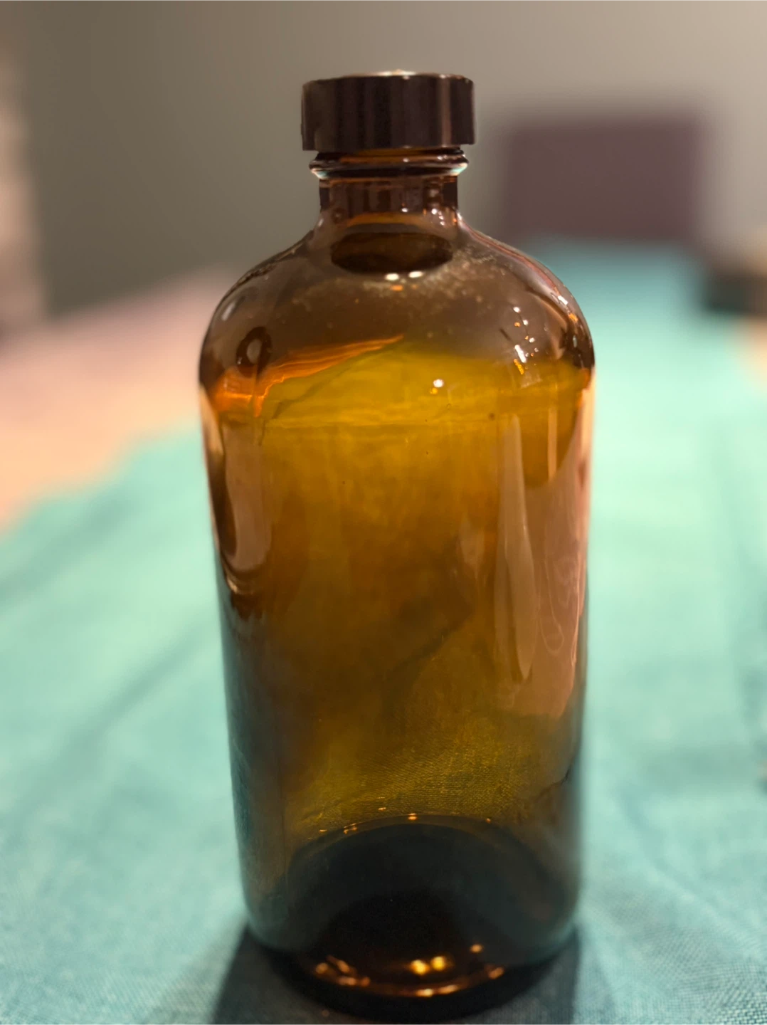 Amber Glass Bottle with Black Cap - photo 2