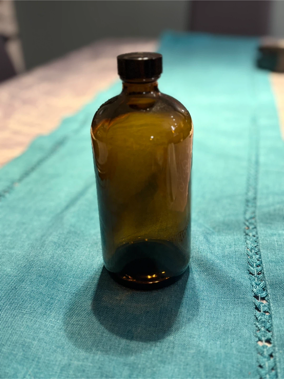 Amber Glass Bottle with Black Cap