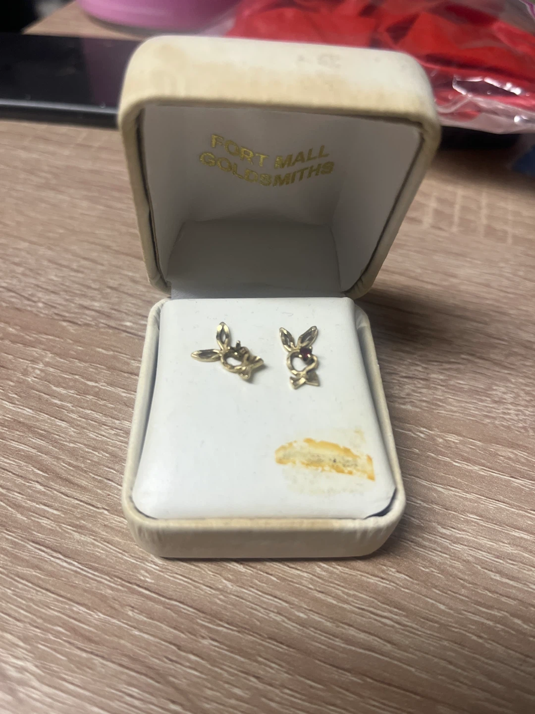 Gold Bunny Earrings with Gemstones