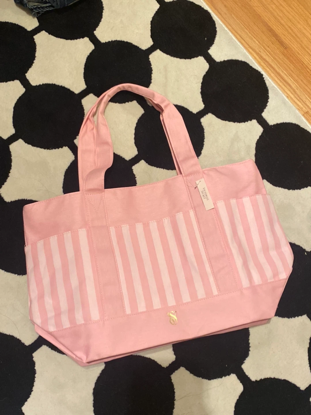(NWT) Victoria's Secret Pink Striped Tote Bag