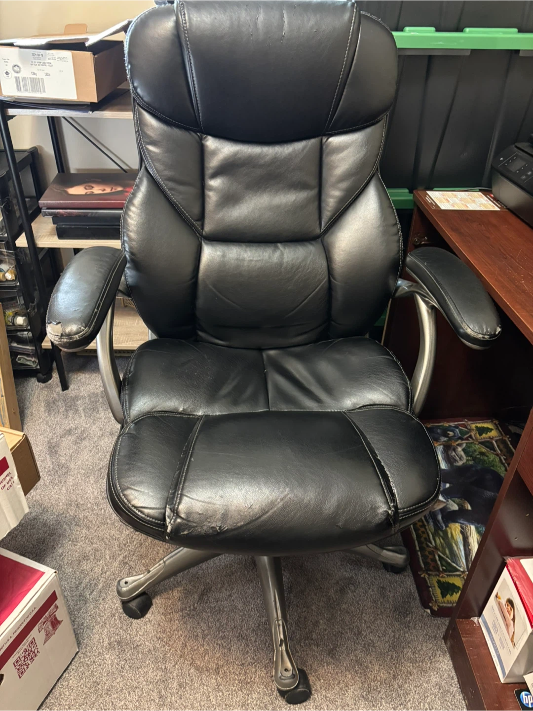 Black Faux Leather Office Chair