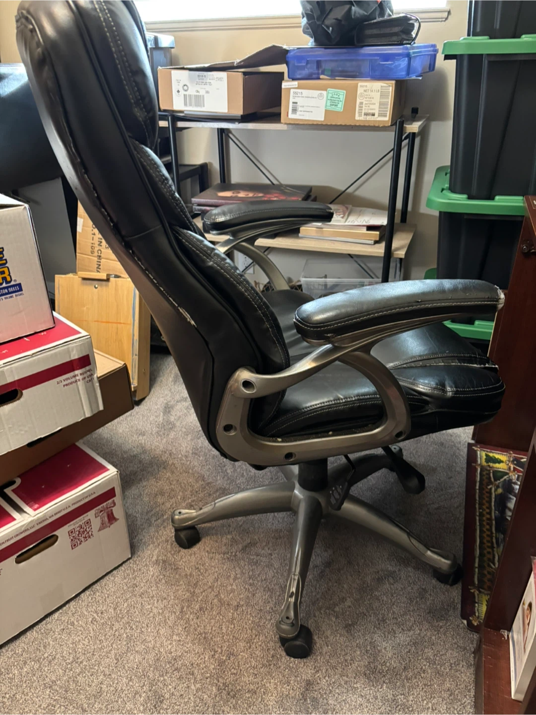 Black Faux Leather Office Chair - photo 2