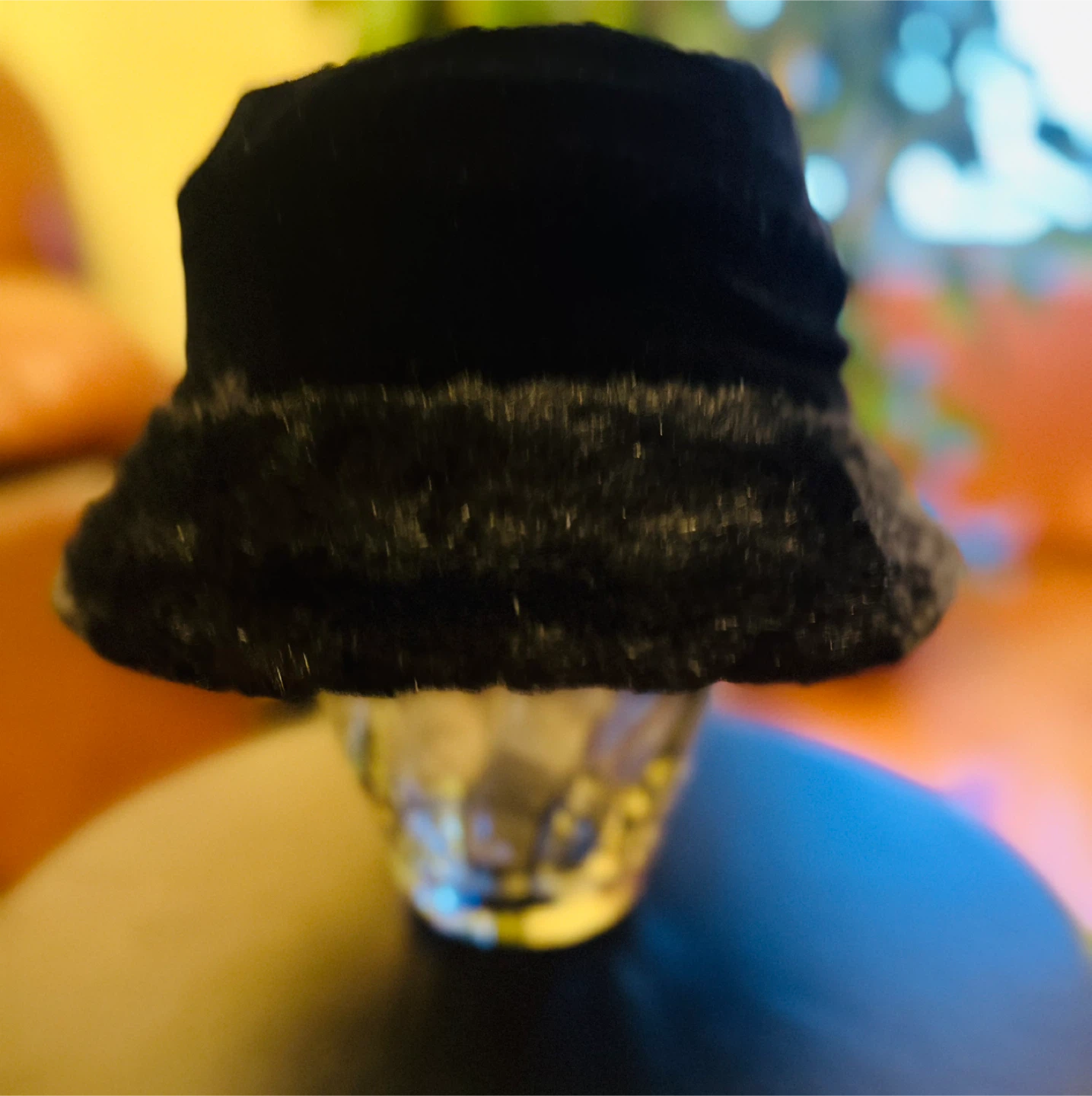 Double sided Black Velvet and Fur Trim Bucket Hat - photo 5