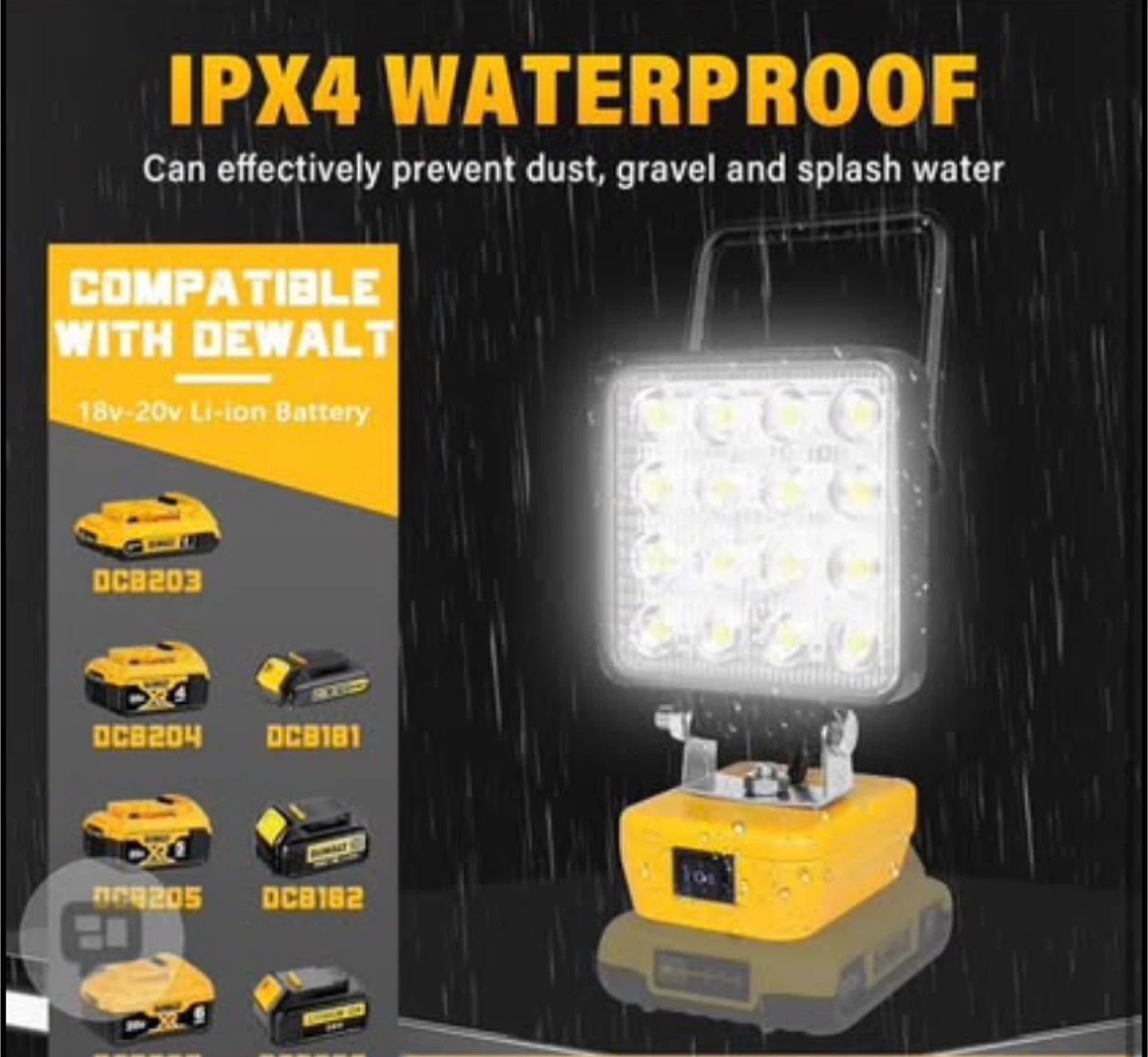 RIGIDON Cordless LED Work Light for Dewalt 18/20V Battery - photo 5