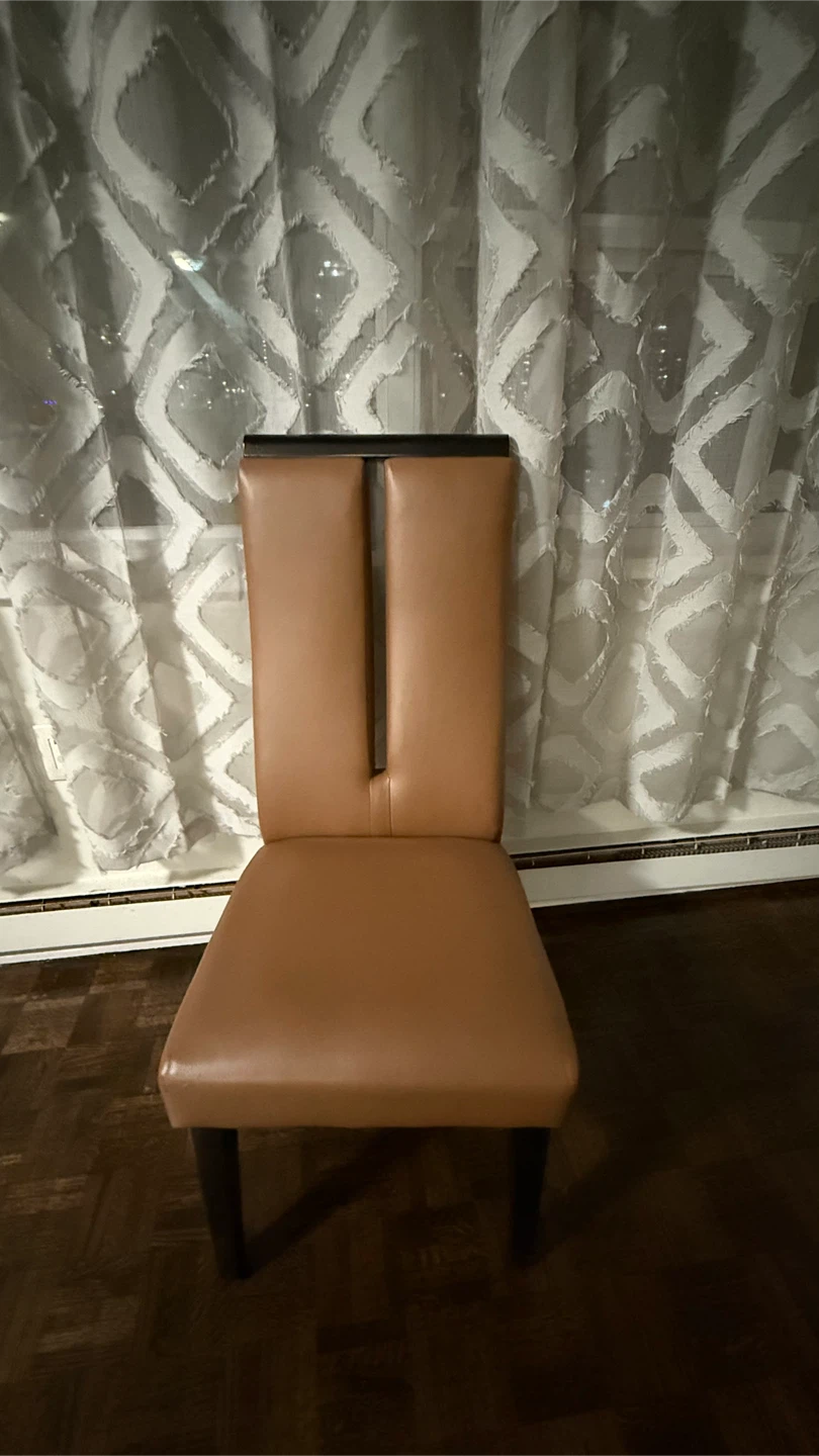 Tan Faux Leather Dining Chair 3