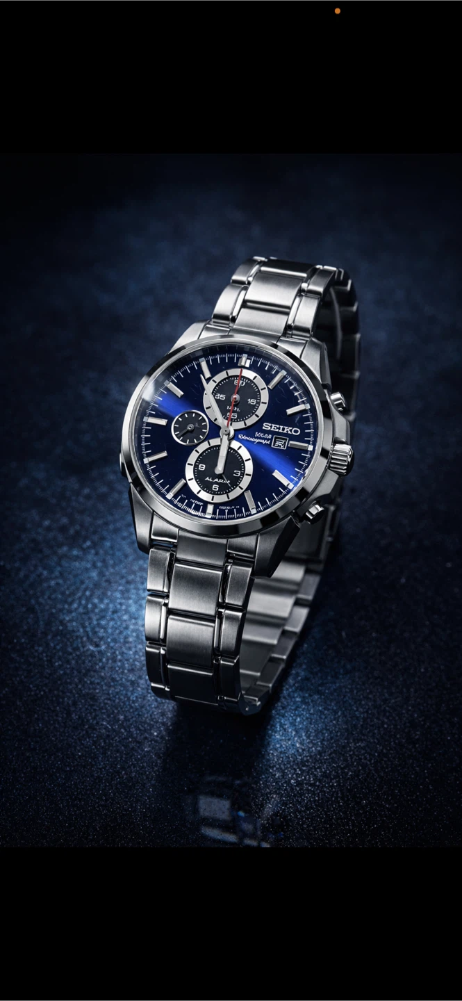 Seiko Solar Chronograph – Blue Dial – Stainless Steel