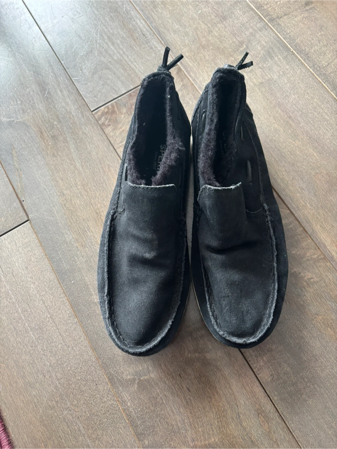 Sperry Black Suede Fleece Lined Moccasin Shoes