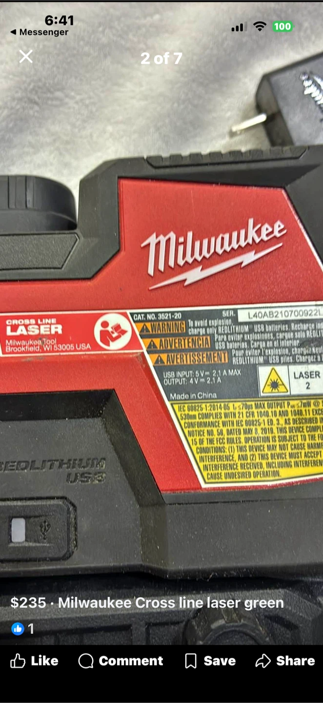 Milwaukee Cross Line Laser Level Green