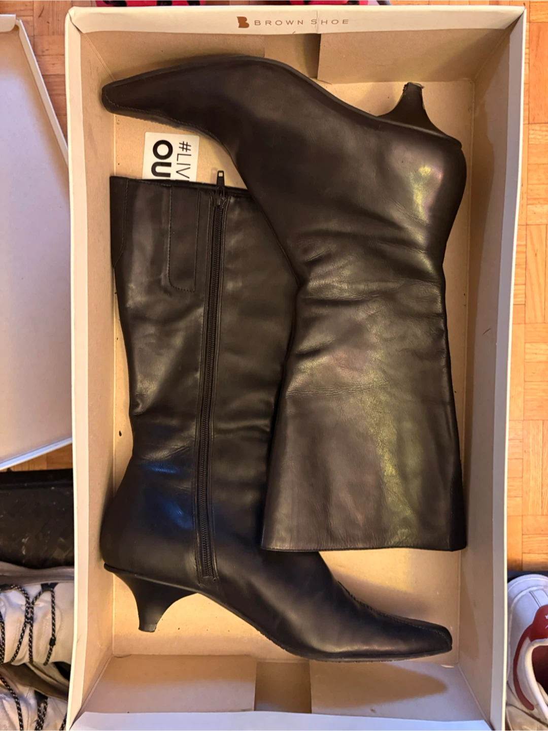 Nine West Black Leather Knee-High Boots 8W