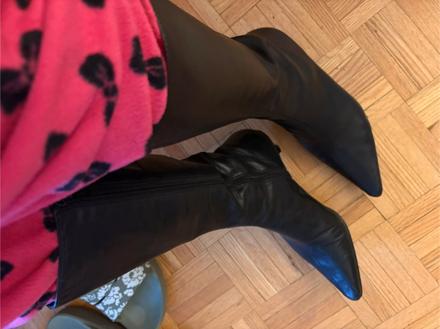 Nine West Black Leather Knee-High Boots 8W - photo 4