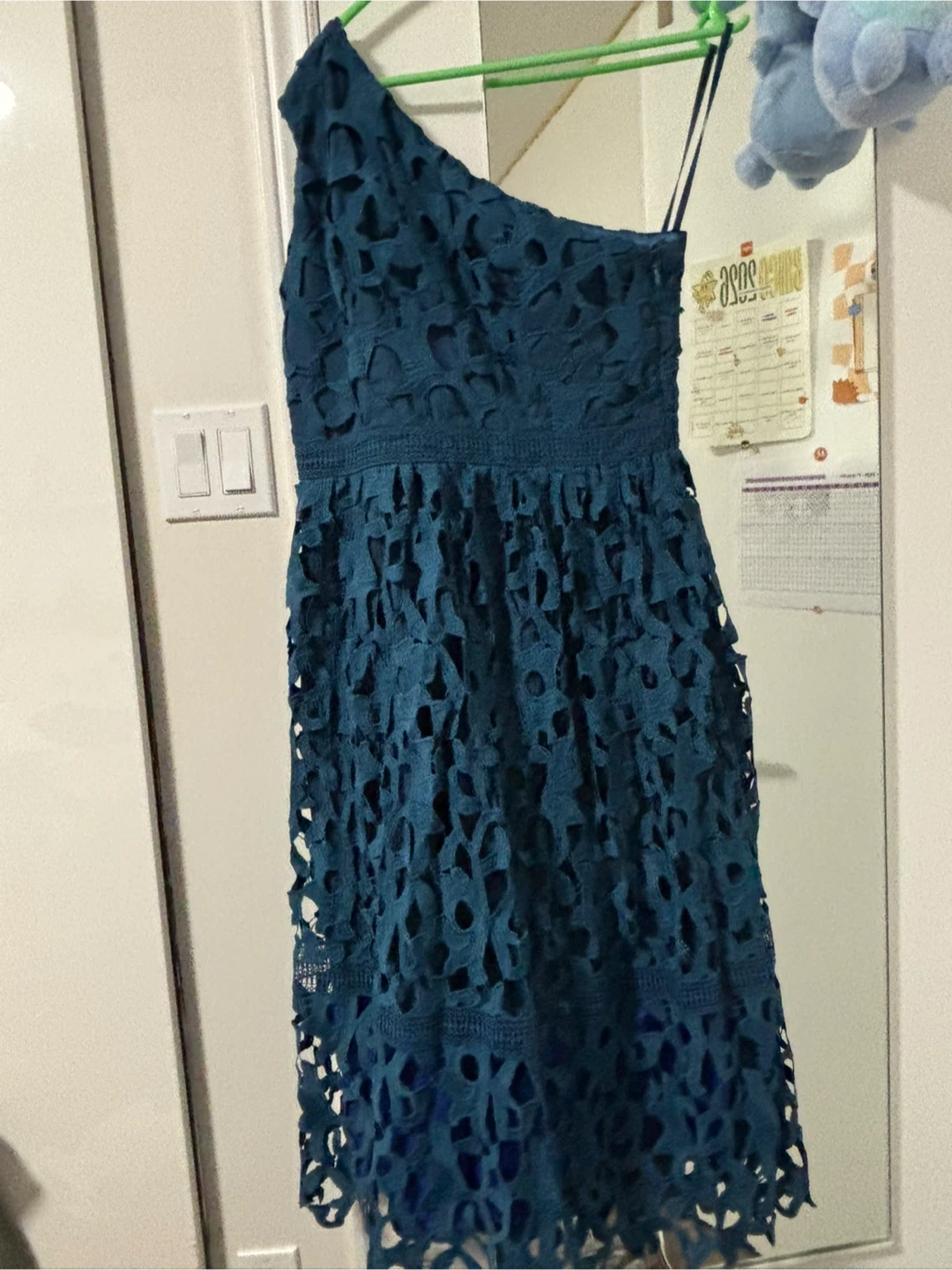 Teal One-Shoulder Lace Dress - photo 2