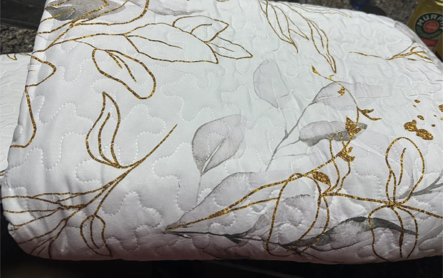 Anibedding King Quilt Set - 🥕Grey Leaves Botanical Floral