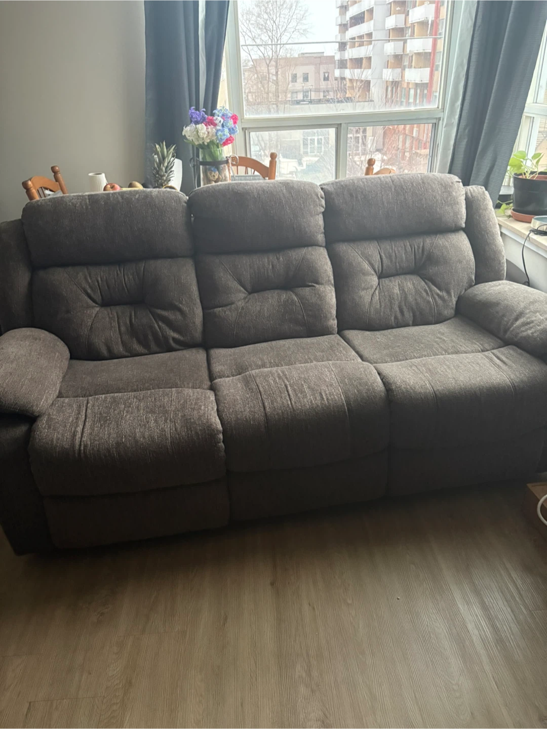 Dark Grey Reclining Sofa