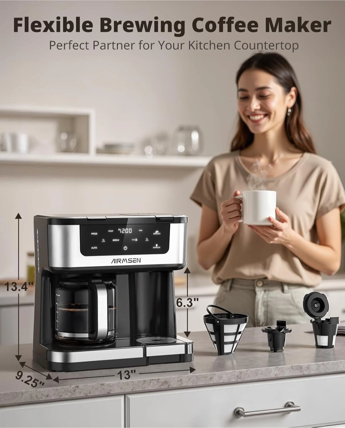 Airmsen Dual Brew Coffee Maker HR-CM307U