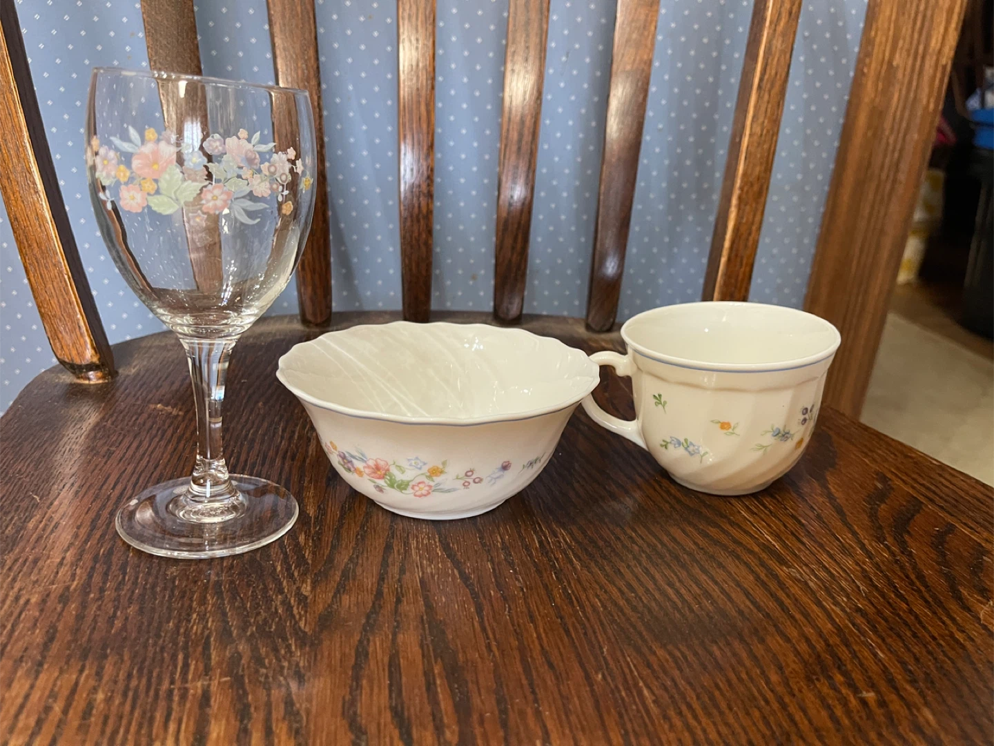 Luminarc "Aria" Opal Glass Cup and Bowl Set with Wine Glass
