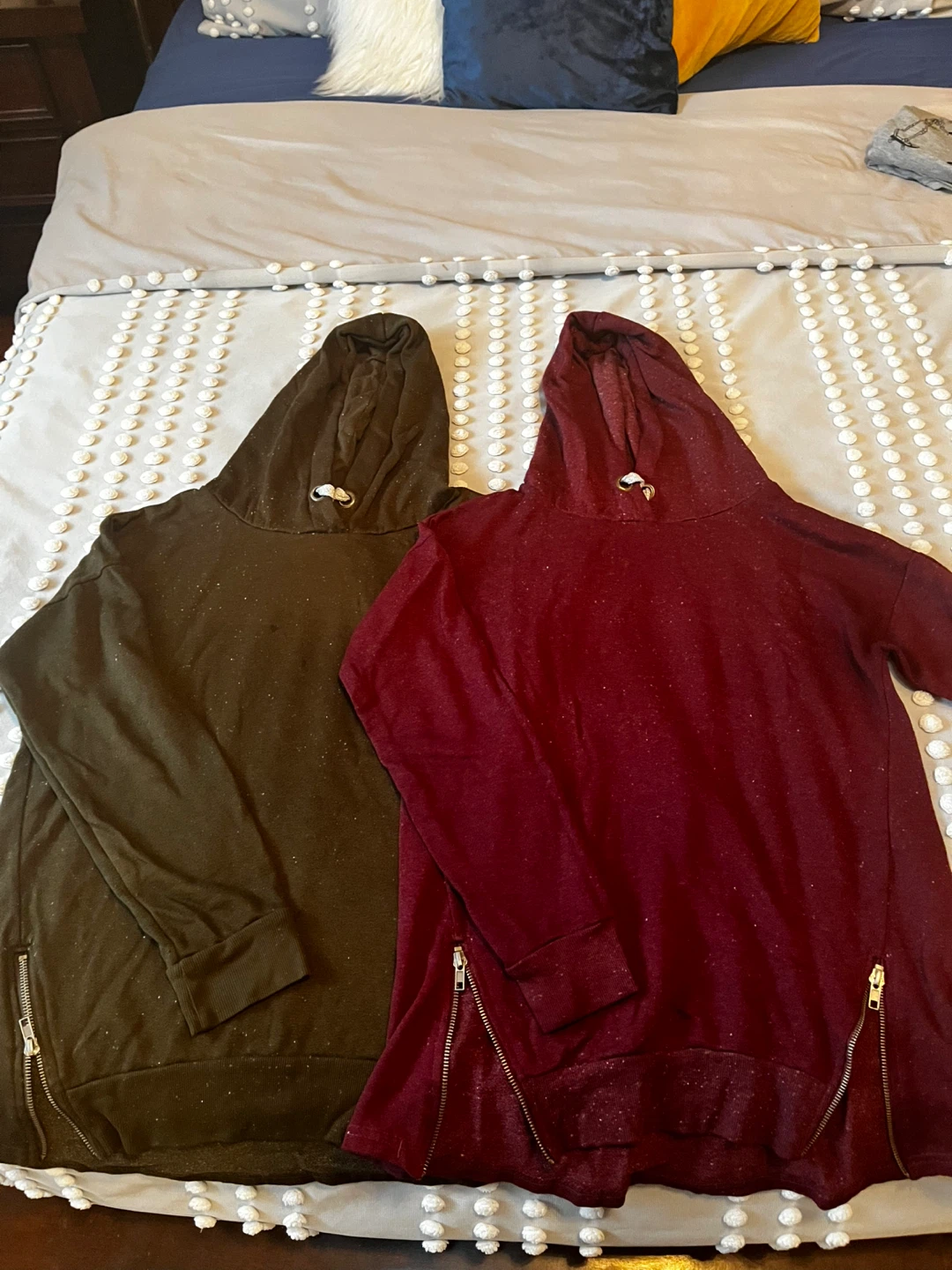2 Hoodies - Burgundy & Olive Green
