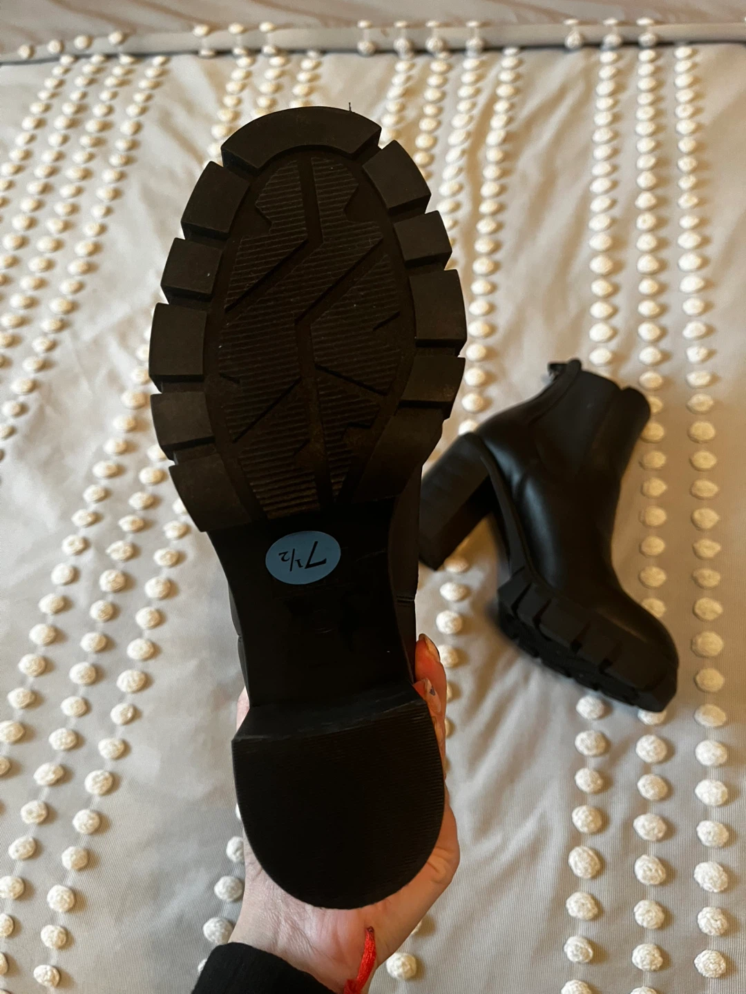 GBG Black Heeled Platform Boots Size 7.5 - photo 2