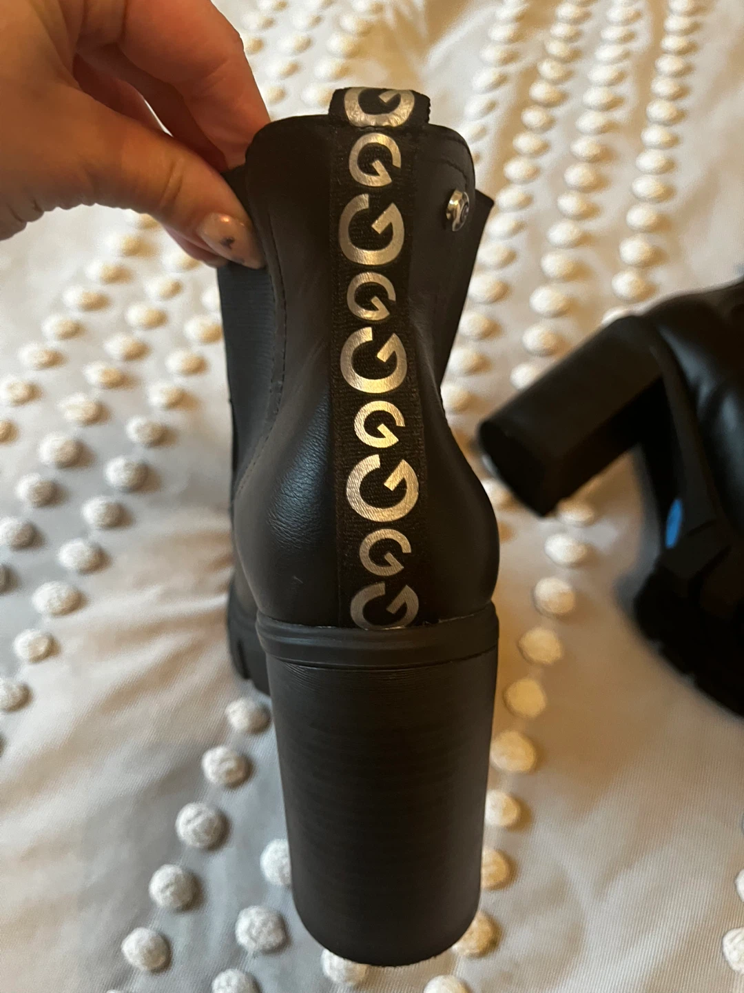GBG Black Heeled Platform Boots Size 7.5 - photo 3