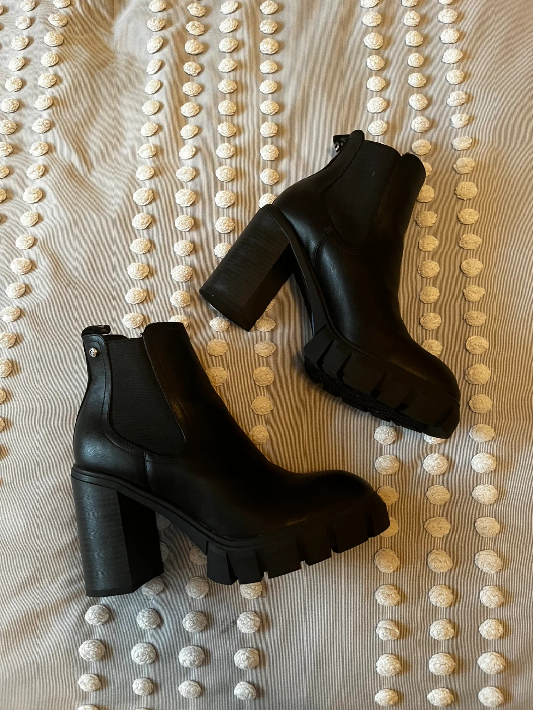 GBG Black Heeled Platform Boots Size 7.5