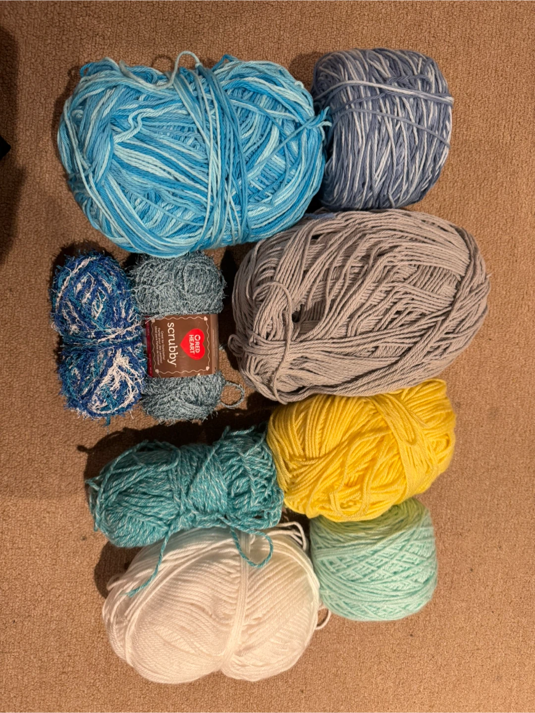 Cotton, acrylic & scrubby yarn - Assorted Colours