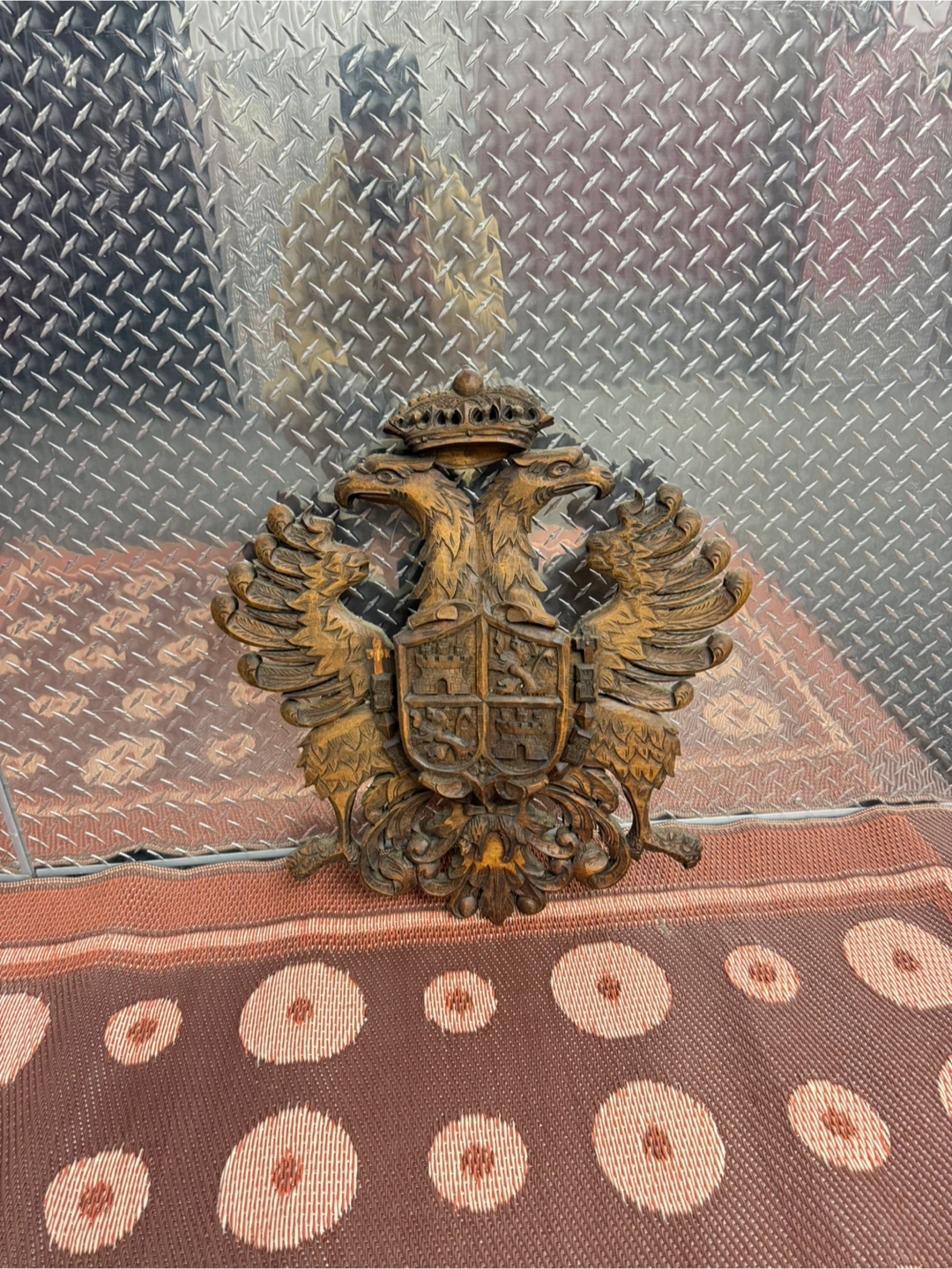 Wooden Double Headed Eagle Crest Wall Decor