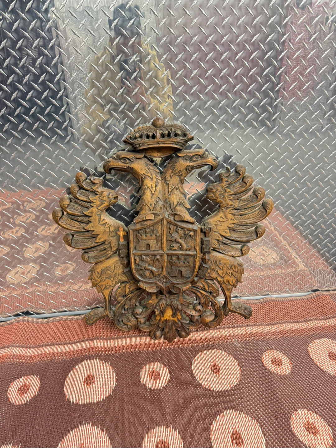 Wooden Double Headed Eagle Crest Wall Decor - photo 2