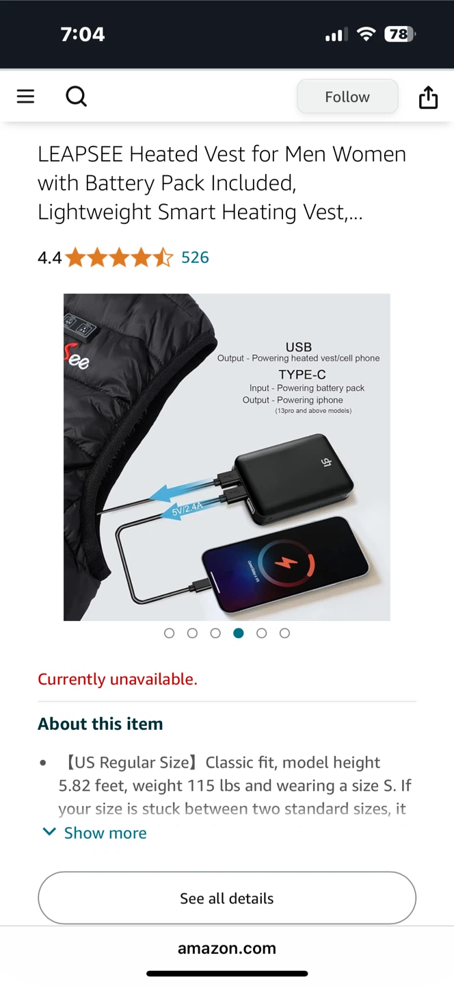 LEAPSEE Heated Vest with Battery Pack - Black - photo 4