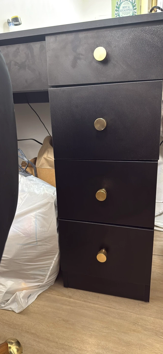 Black Vanity Desk with LED Mirror and Chair - photo 2