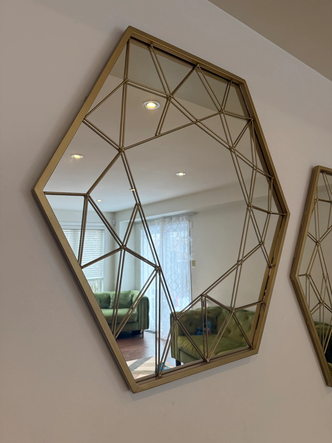 Set of 3 Hexagonal Geometric Wall Mirrors - photo 2
