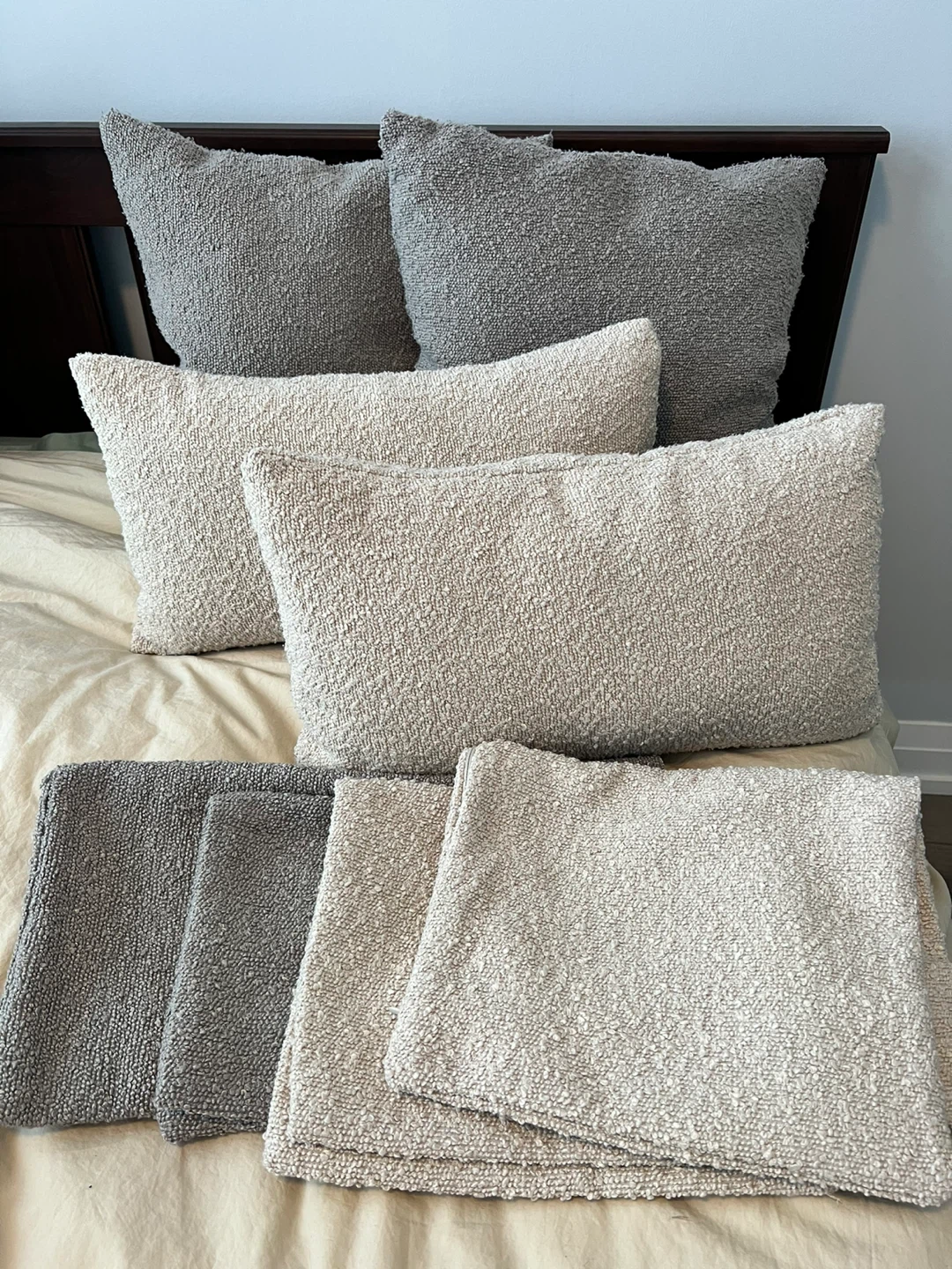 Bundle: 4 Bouclé pillows (w/ Inserts) + 4 Covers