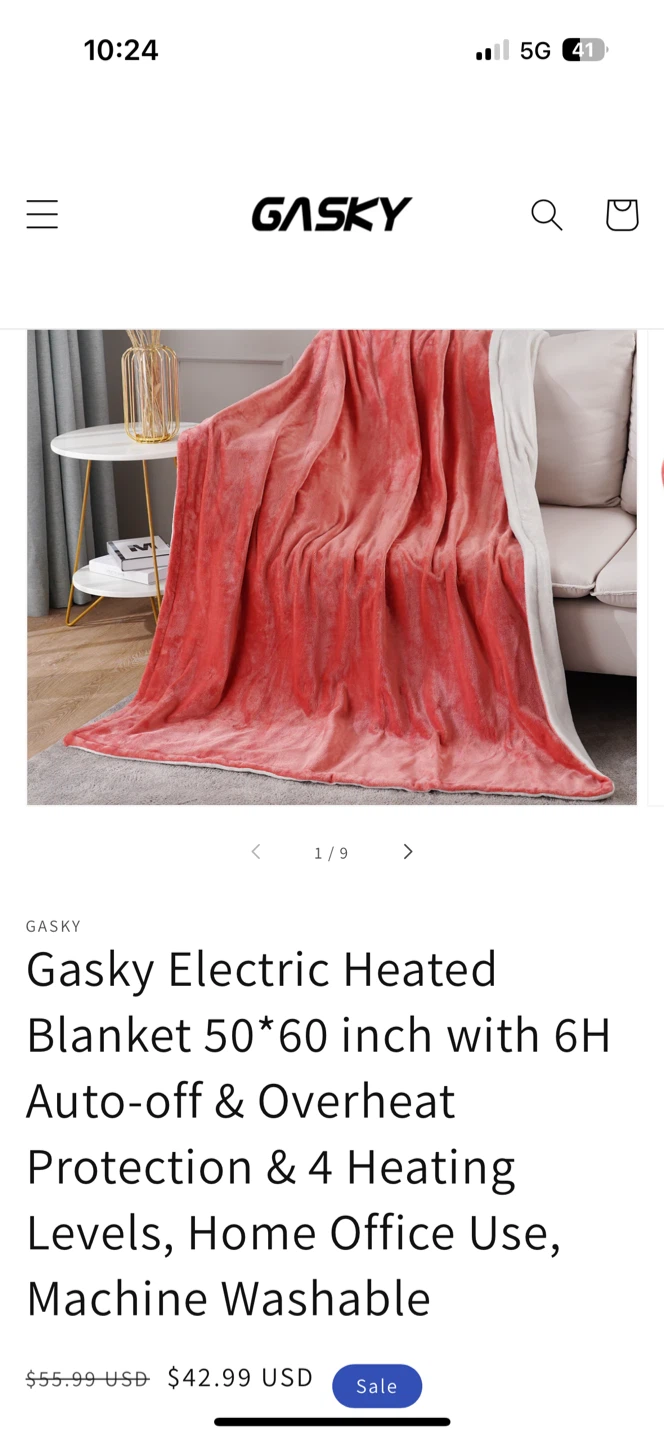 Gasky Electric Heated Blanket QD16-SDKW-UGA 50in x 60in - photo 4
