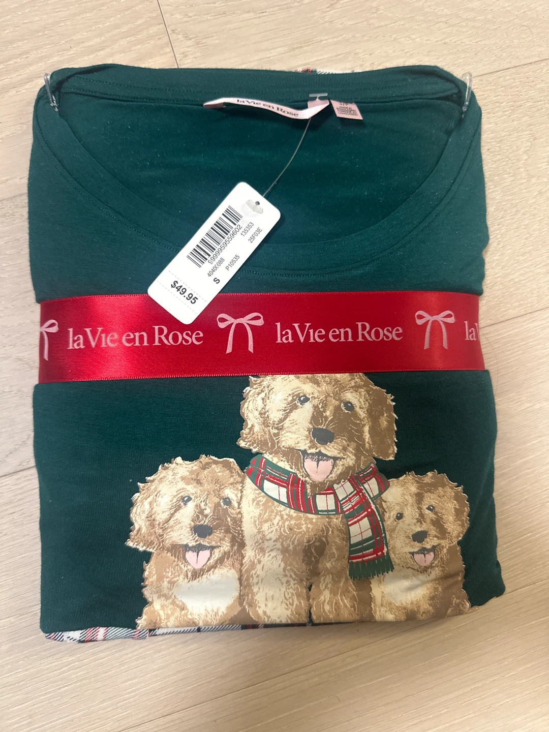 New La Vie en Rose Green Dog Print Pajama Set