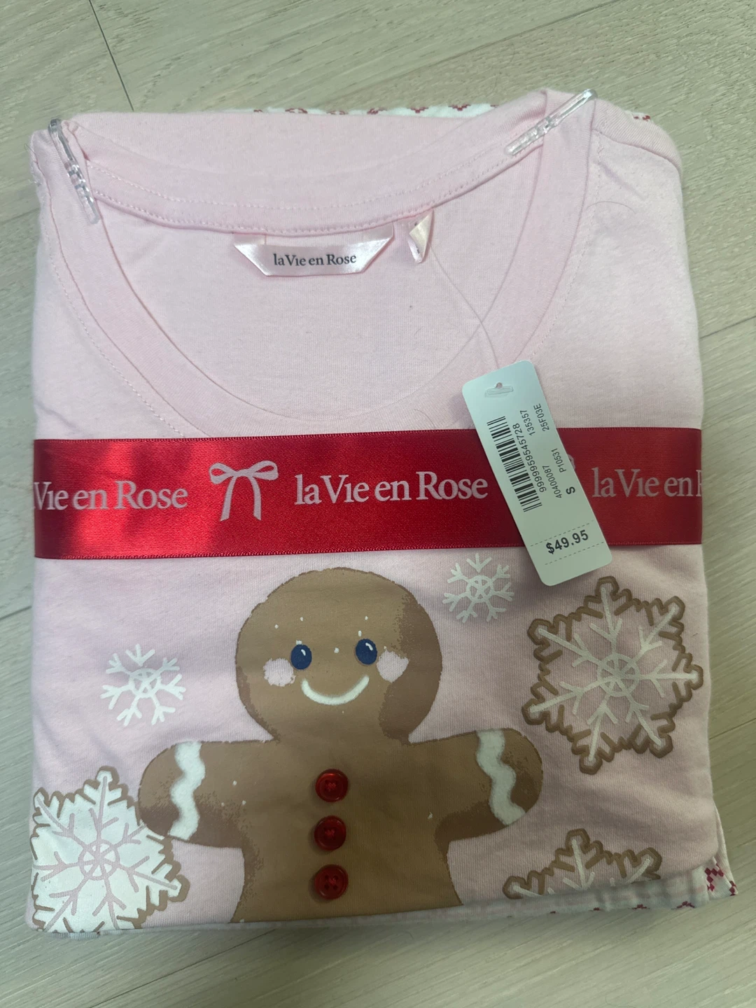 New La Vie en Rose Pink Gingerbread Pajamas - Size S
