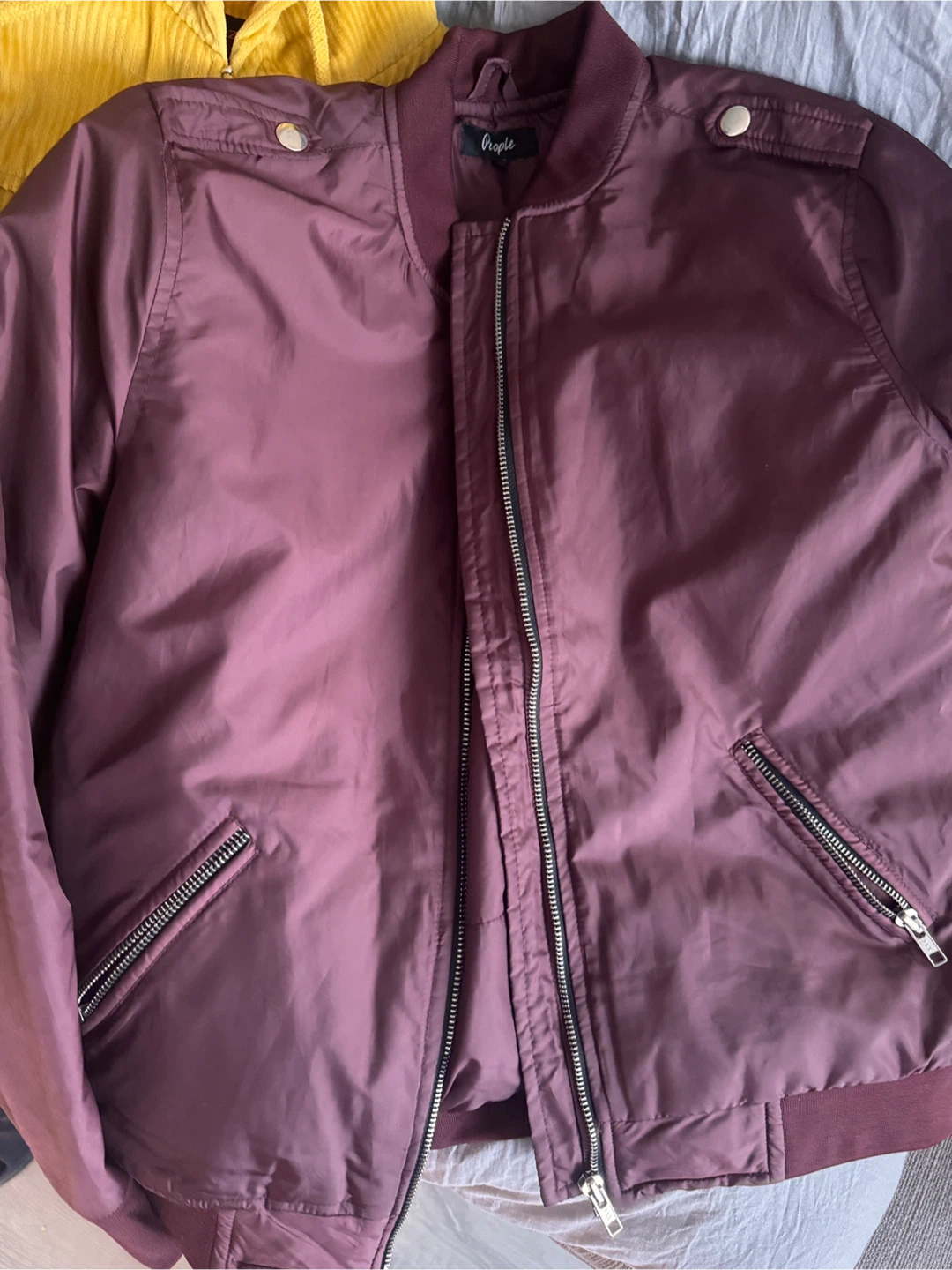 People Bomber Jacket Burgundy Size S