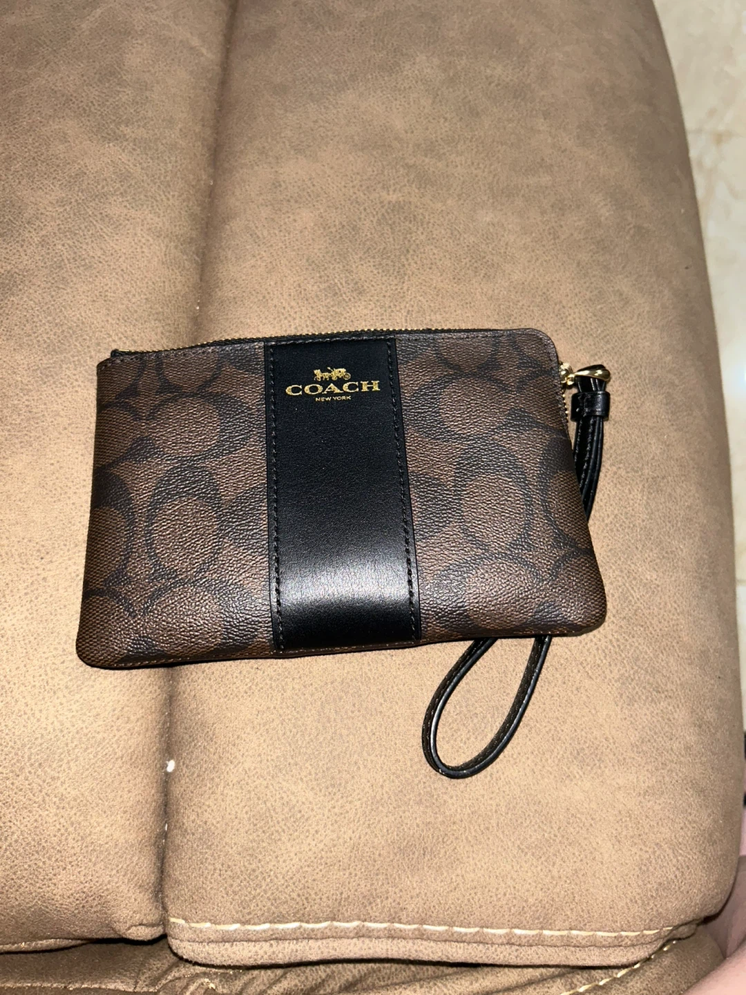 Coach Wristlet Pouch Brown Signature Print