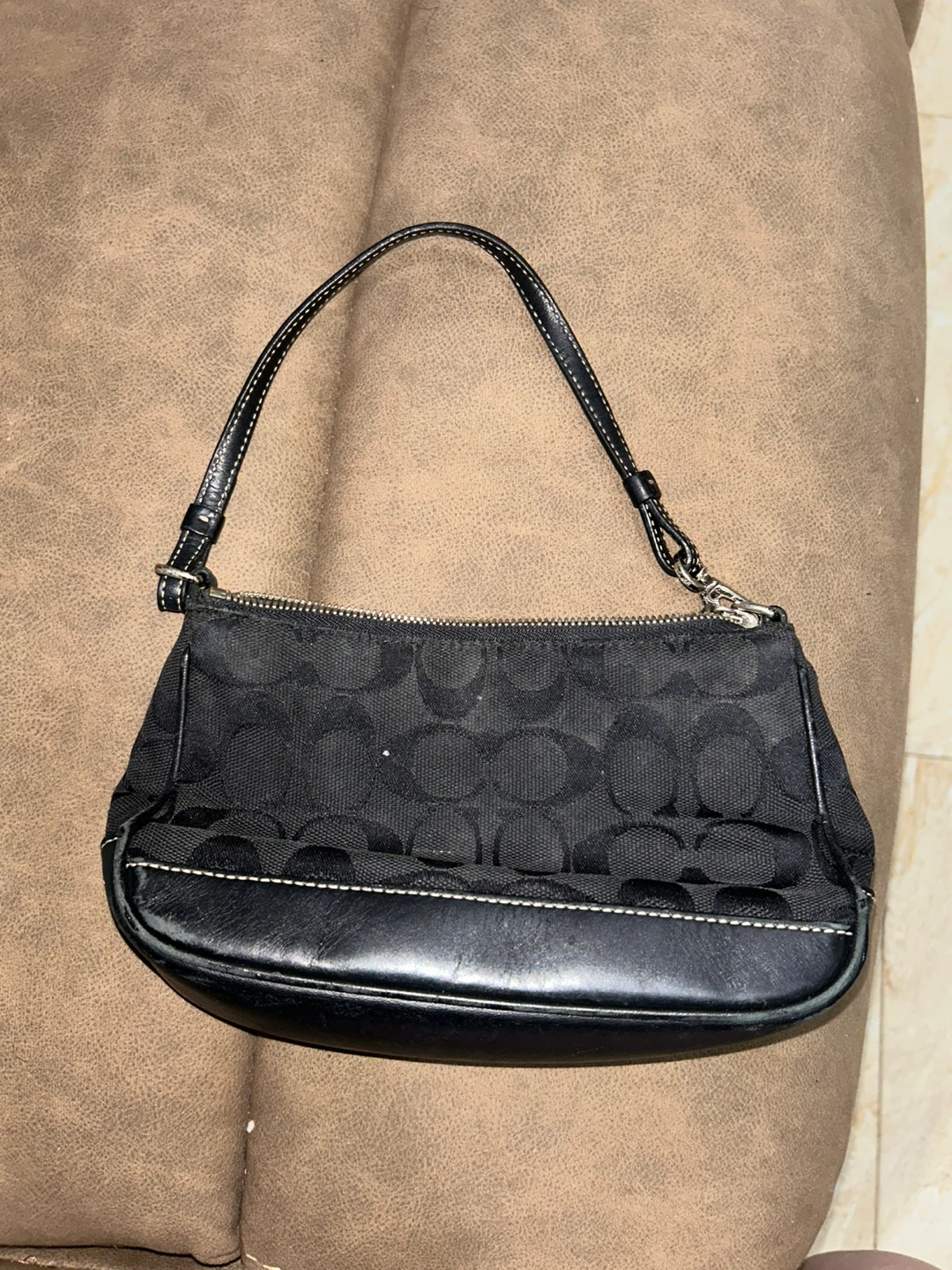 Coach Black Signature C Monogram Wristlet Handbag