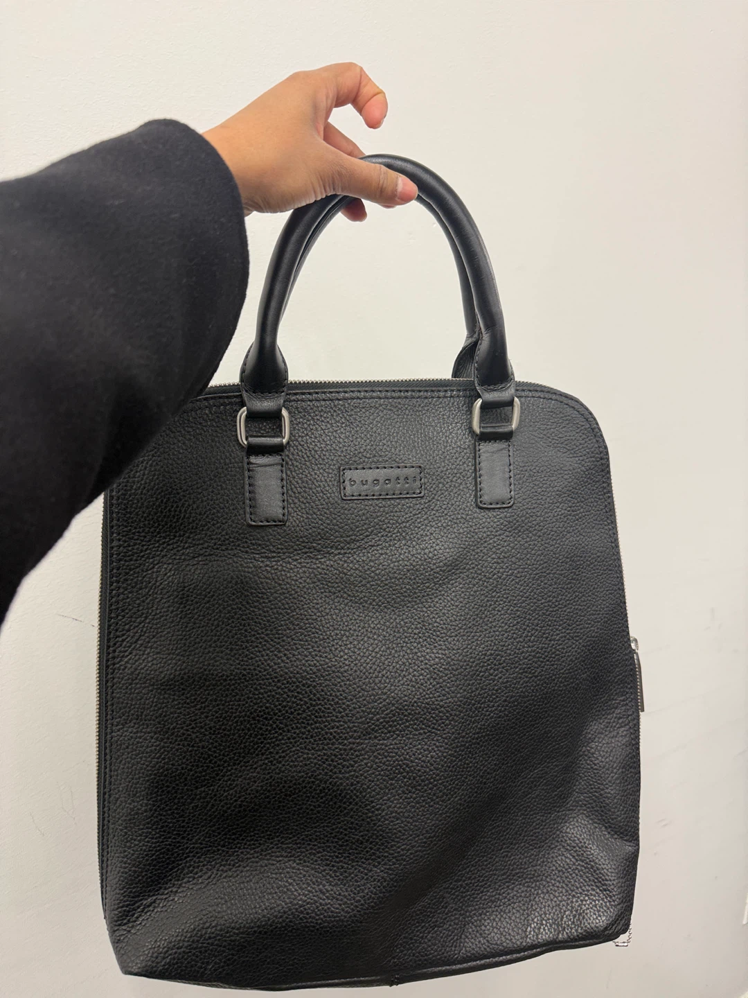 Bugatti Black Leather laptop bag