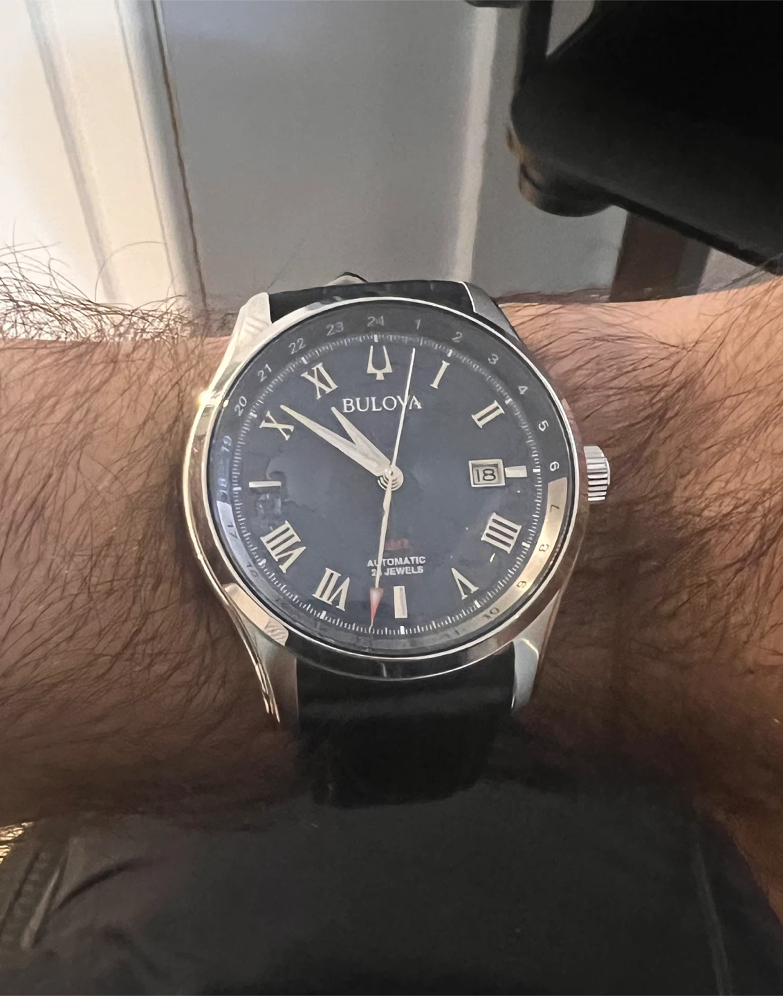 Bulova Wilson GMT Automatic Watch with Box. 24 jewel