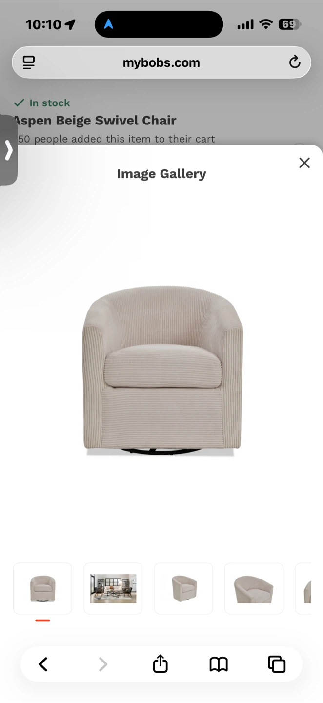 Bob-O-Pedic Aspen Beige Swivel Chair - photo 3
