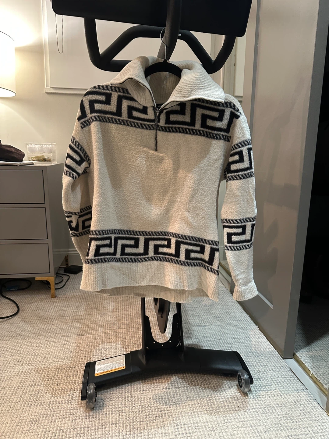 AQUA Half Zip Sweater Cream/Black