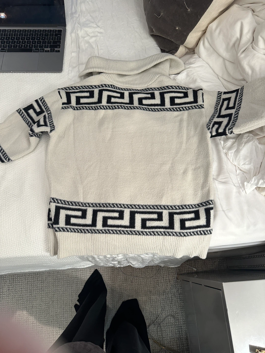 AQUA Half Zip Sweater Cream/Black - photo 3