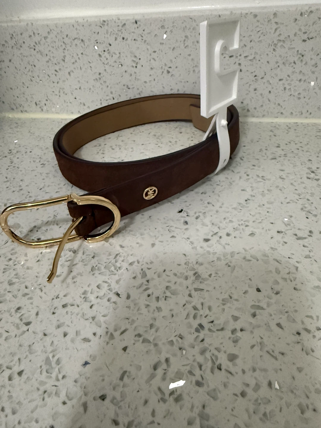 Michael Kors Suede Belt with Gold Buckle - XL - photo 2