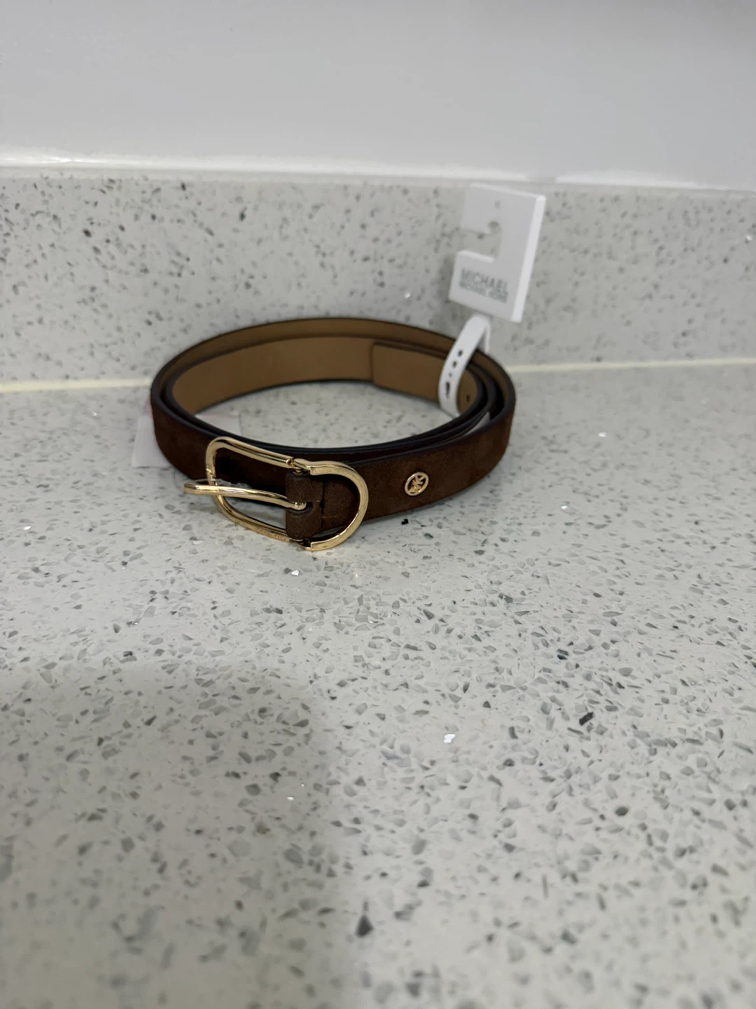 Michael Kors Suede Belt with Gold Buckle - XL